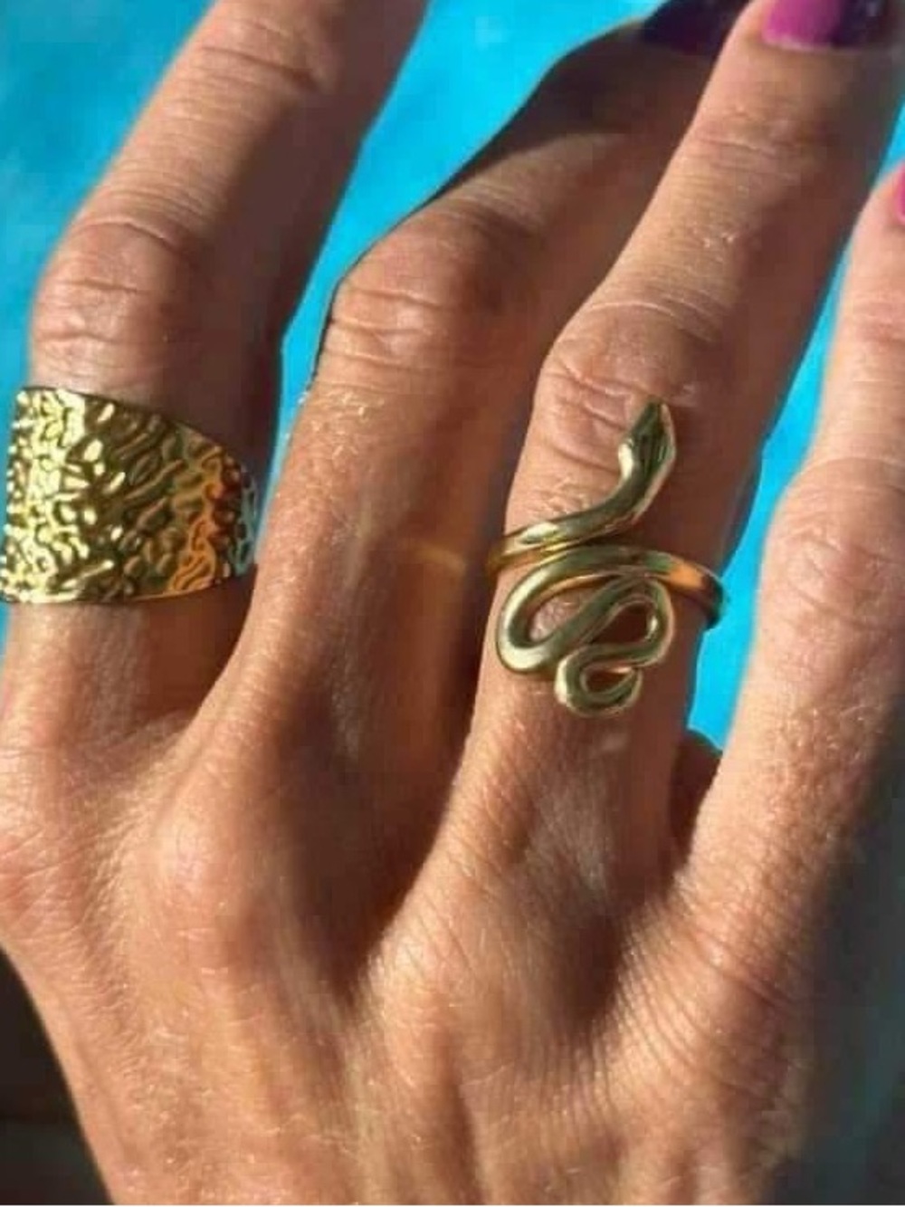 Plunder Design Jewelry Sleek Delphine Gold Snake Serpentine Adjustable Ring